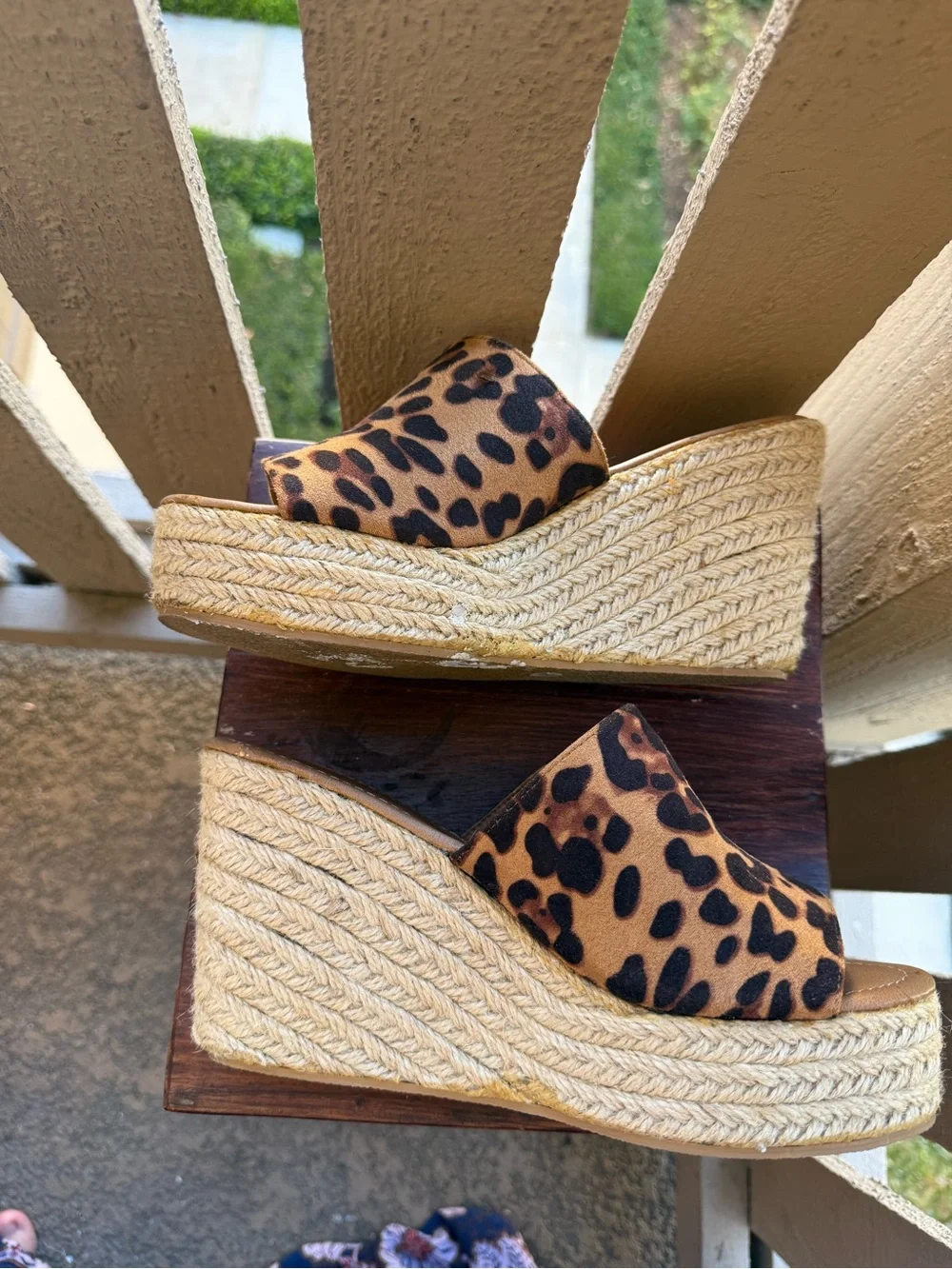 Jolimall Leopard Print Espadrille Wedge Slide - Tan/Black